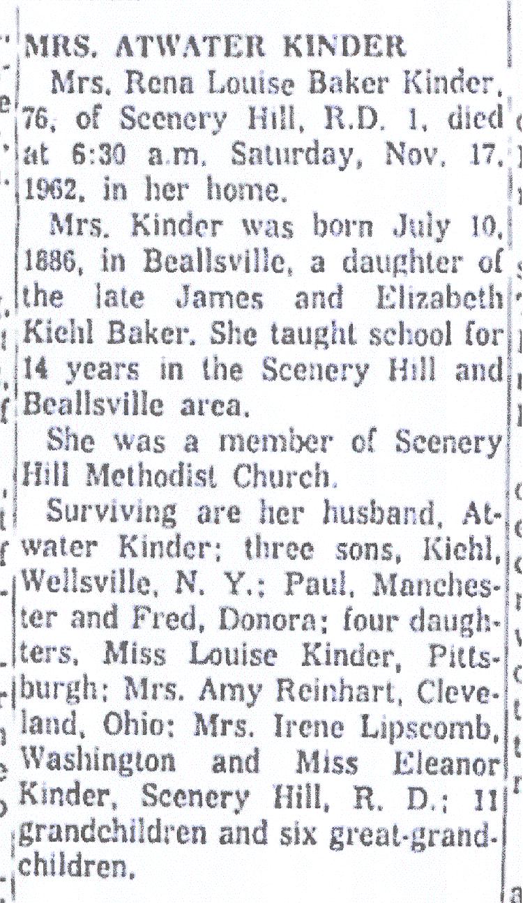 Rena Louise Baker Kinder